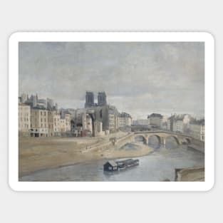 The Quai des Orfevres and the Pont Saint Michel by Jean-Baptiste-Camille Corot Sticker